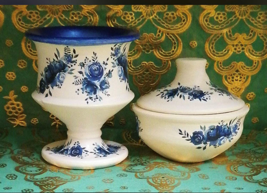 Picture of Hospitality Set-Navy Flowers