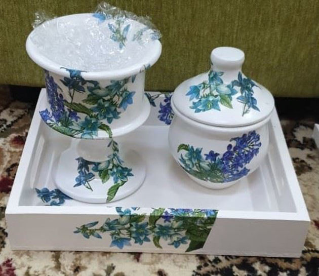 Picture of Hospitality Set-Tale & Navy Blue Flowers