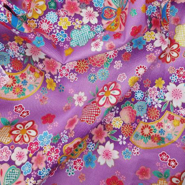 Picture of Japanese purple fabric with cherry