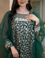 Picture of Dark green gold beaded dress