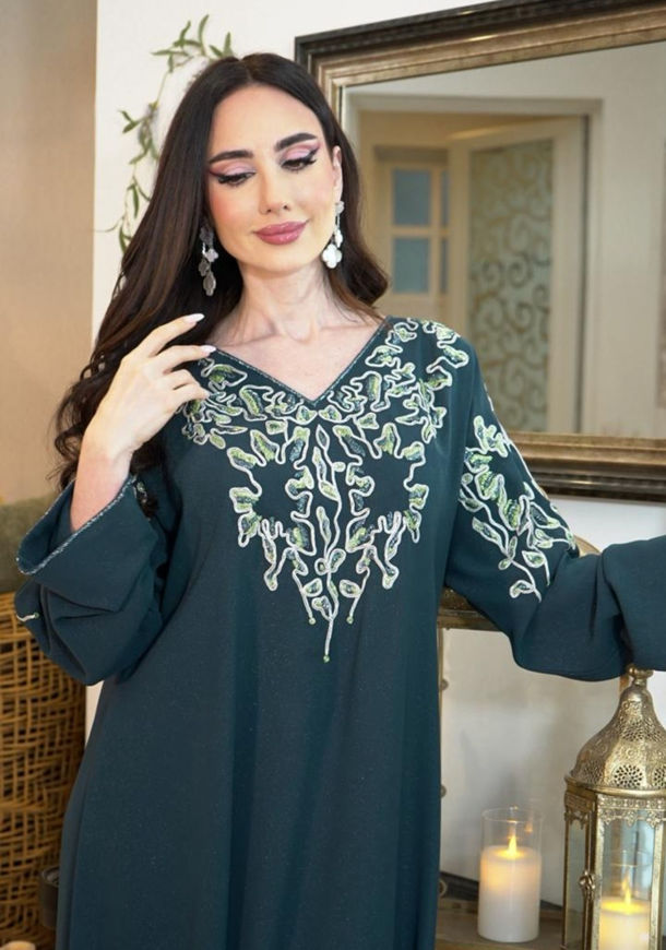 Picture of Italian cotton dress is soft and loose and comfortable so wear it to our atmosphere with hand work and cloves and a tour insert