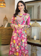 Picture of Dress for occasions lined with Armenian silk and the piece chiffon for water with hand and belt and waist