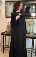 Picture of Abaya for occasions Korean crepe with hand work with Sheila
