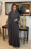 Picture of Abaya for outings and occasions The color is sky close to the lead with crepe place navy lace with Sheila