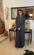 Picture of Abaya for outings and occasions The color is sky close to the lead with crepe place navy lace with Sheila