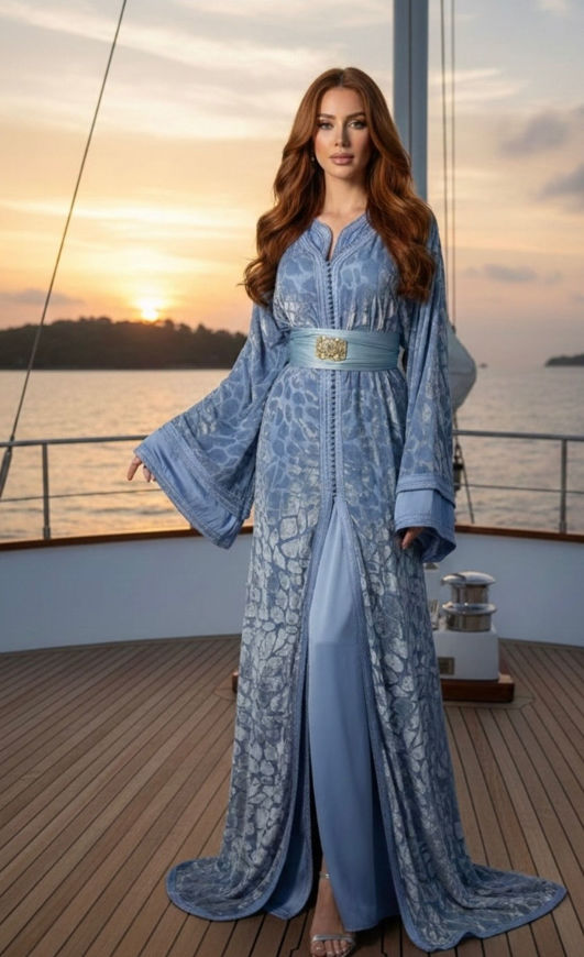 Picture of Blue velvet snow kaftan 