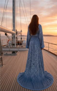 Picture of Blue velvet snow kaftan 