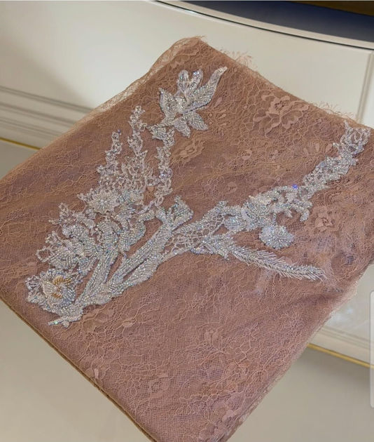 Picture of Silver embroidered lace galabia