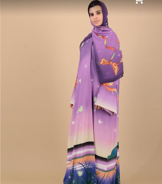 Picture of Abaya for trips and occasions pink crepe place with Sheila