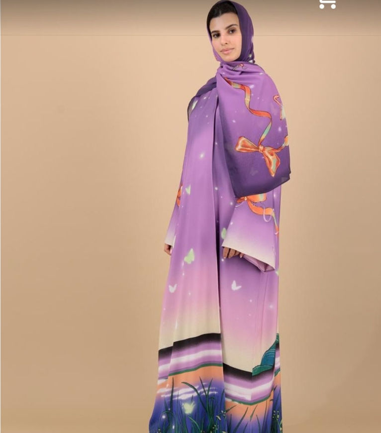 Picture of Abaya for trips and occasions pink crepe place with Sheila