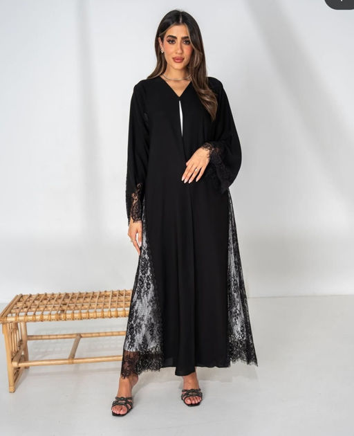 Picture of Abaya for occasions Korean crepe with hand work with Sheila