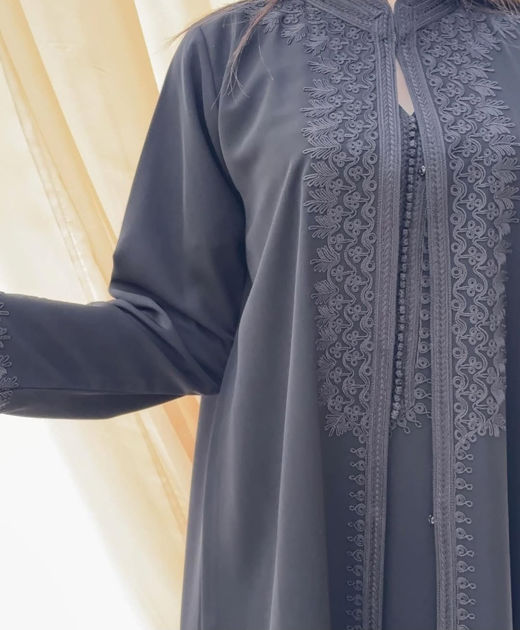 Picture of Abaya for occasions Korean crepe with hand work with Sheila