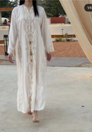 Picture of Chiffon Abaya for Occasions and French Lace Sleeve with Sheila 452