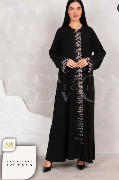 Picture of Abaya for occasions Korean crepe with hand work with Sheila