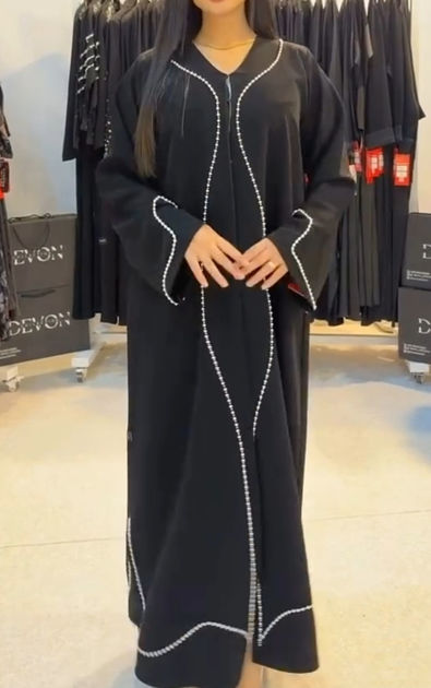 Picture of Plain Abaya with White Threads