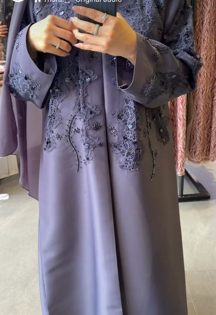 Picture of Soft Satin Abaya with Work on the Hand