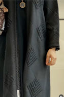 Picture of Chiffon Abaya for occasions and sleeve French lace with Sheila