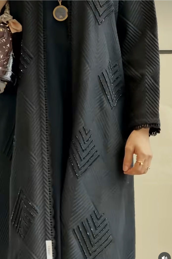 Picture of Chiffon Abaya for occasions and sleeve French lace with Sheila